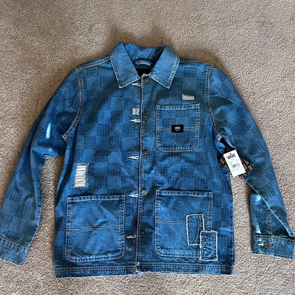 VANS button down denim. Classic checker print pattern. Brand new w/ tags size M